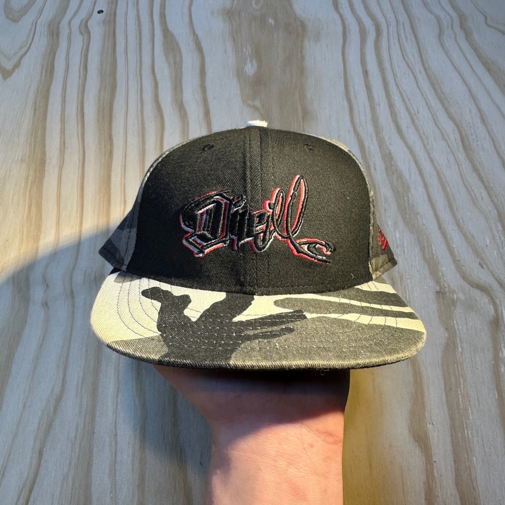ONeill Mens Fitted Hat Small 7 1/8 Black Camo Flat Brim Embroidered Logo